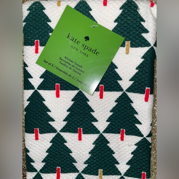 New! Kate Spade Holiday Tree Printed Kitchen Towels-Set of Two- 17”x28”🌲 - Picture 8 of 9